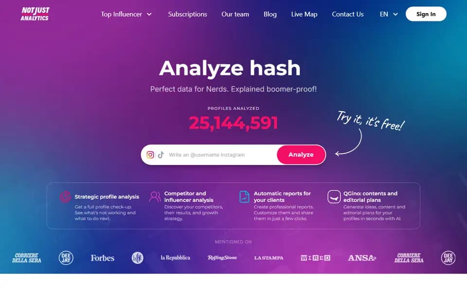 Not Just Analytics homepage