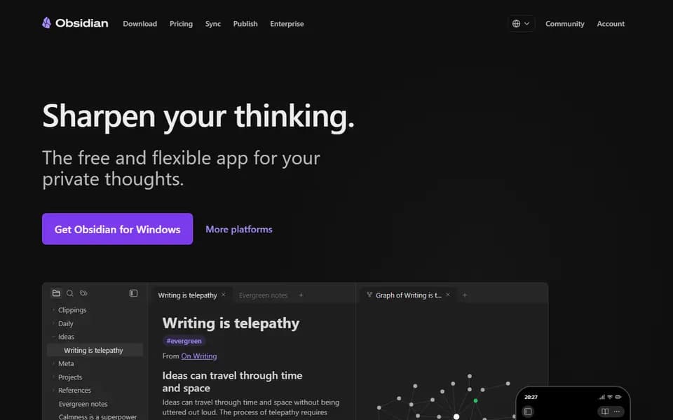 Obsidian homepage