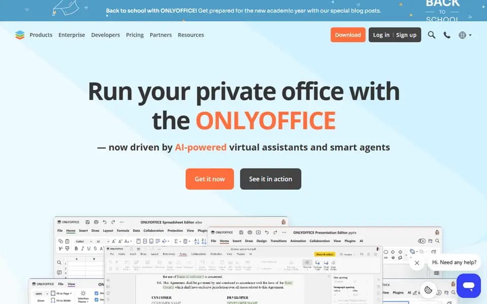 Page d'accueil de ONLYOFFICE