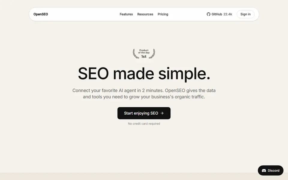 OpenSEO homepage
