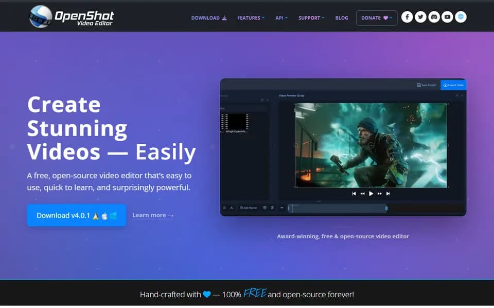 OpenShot homepage