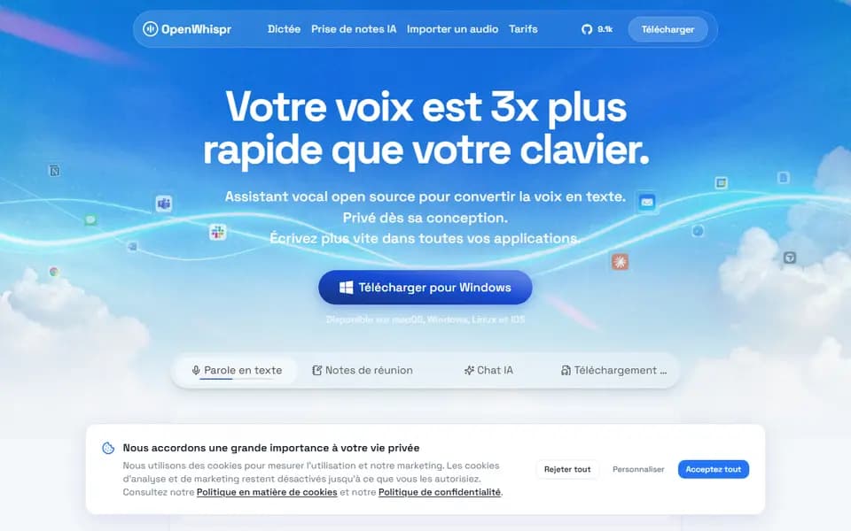 OpenWhispr homepage