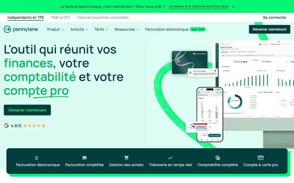 Page d'accueil de Pennylane