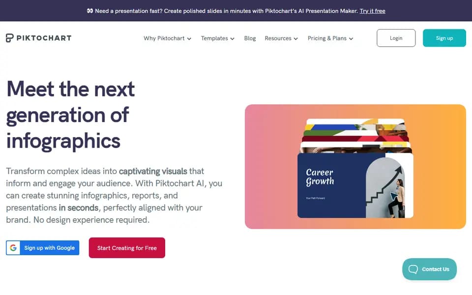 Piktochart homepage