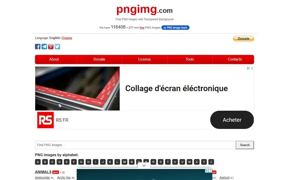 Page d'accueil de PNGimg