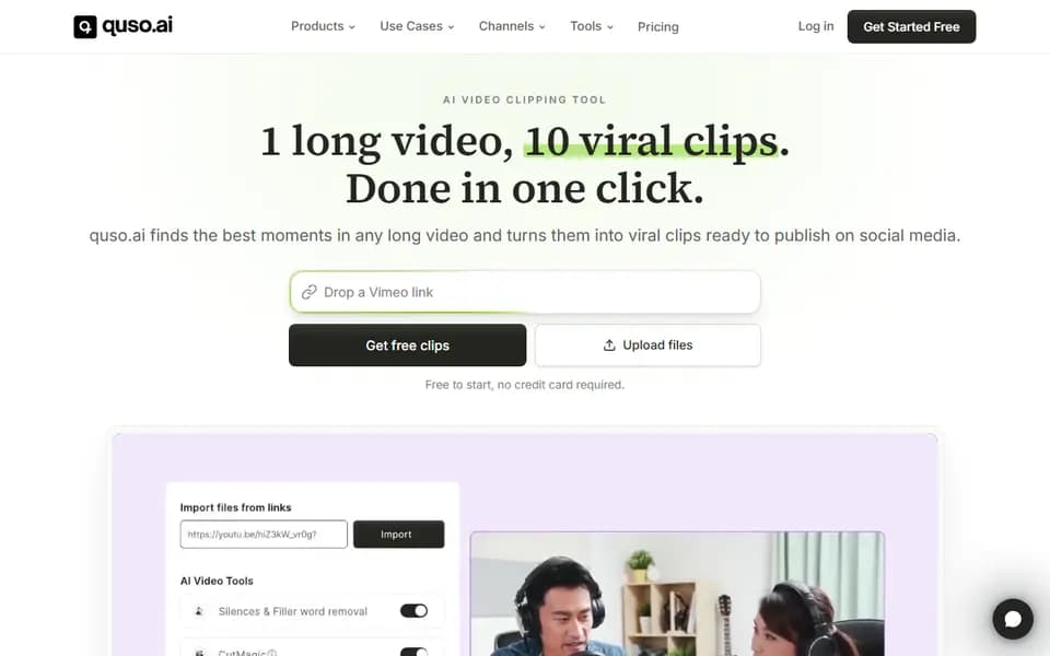 quso.ai (ex vidyo.ai) homepage