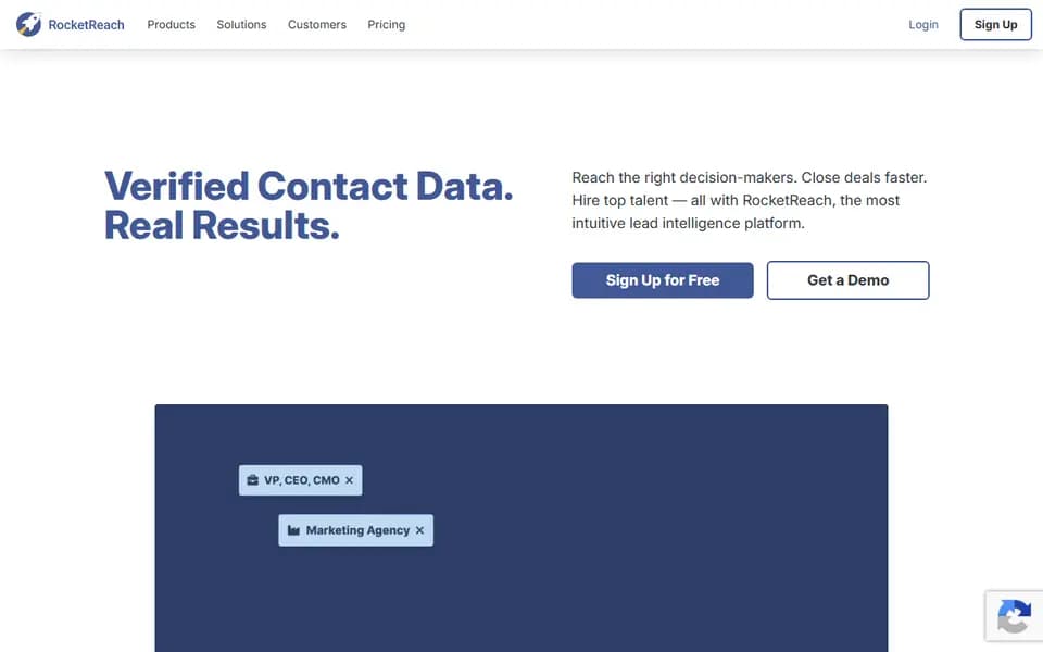 RocketReach homepage