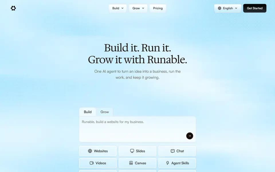 Runable homepage