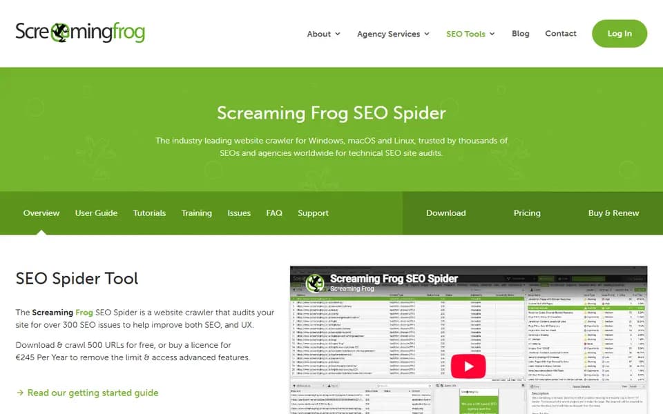 Screaming Frog SEO Spider homepage