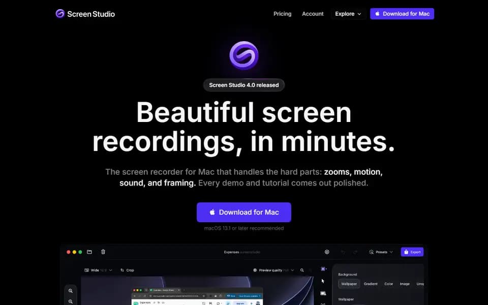 Screen Studio homepage