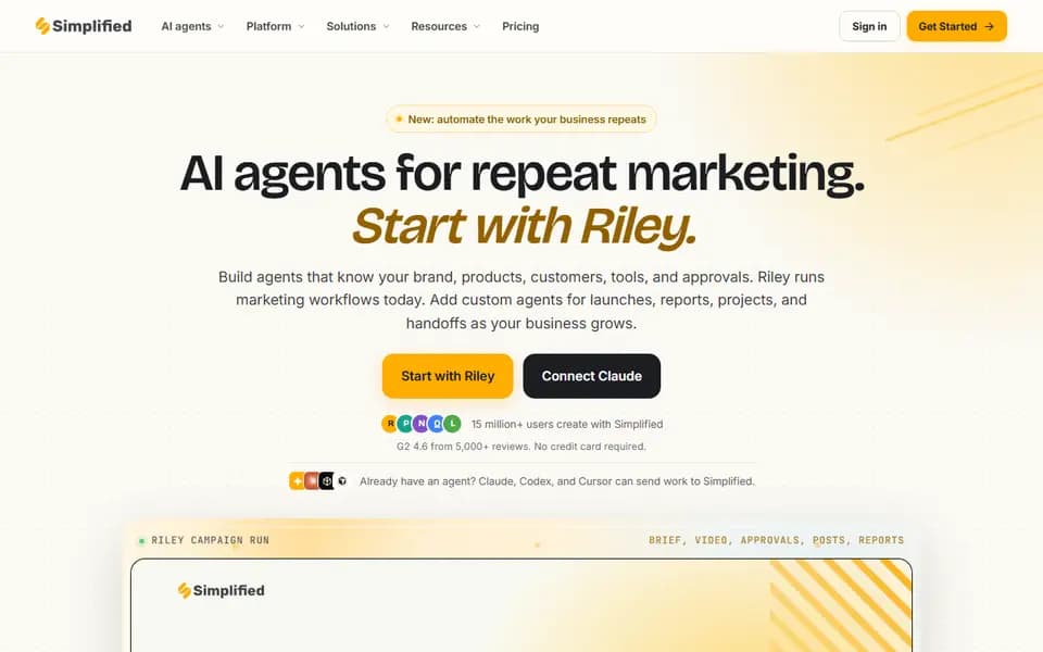 Simplified homepage