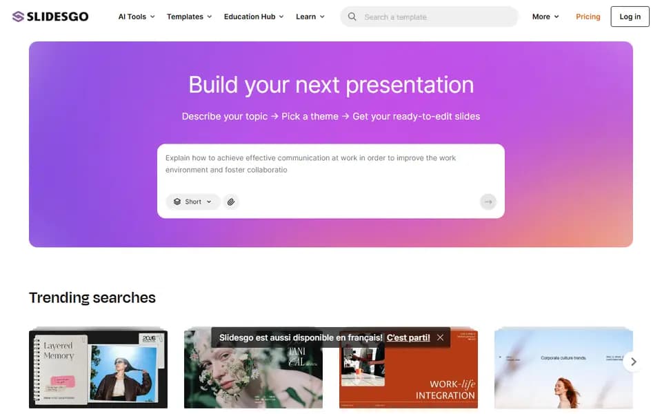Slidesgo homepage