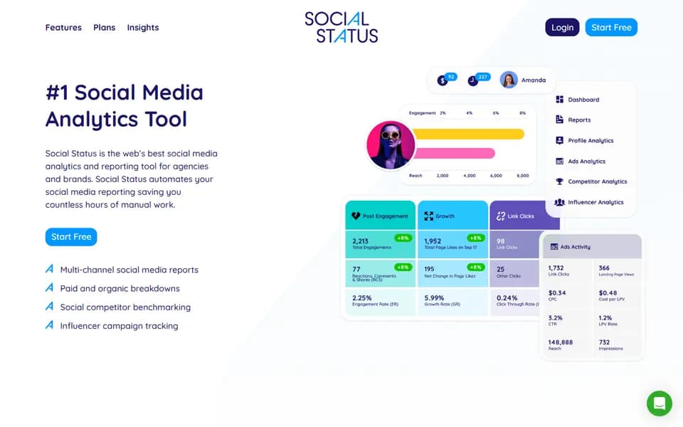 Page d'accueil de Social Status