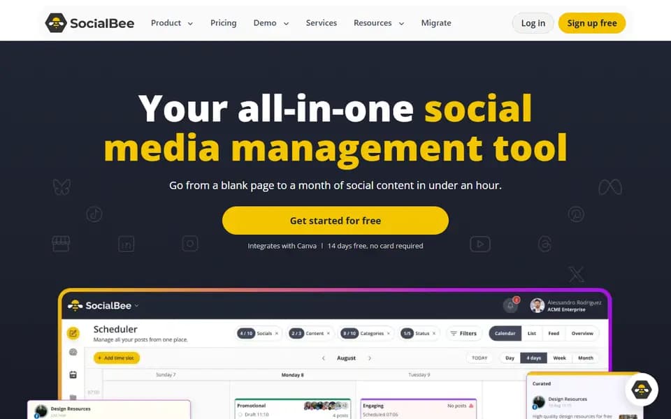 SocialBee homepage