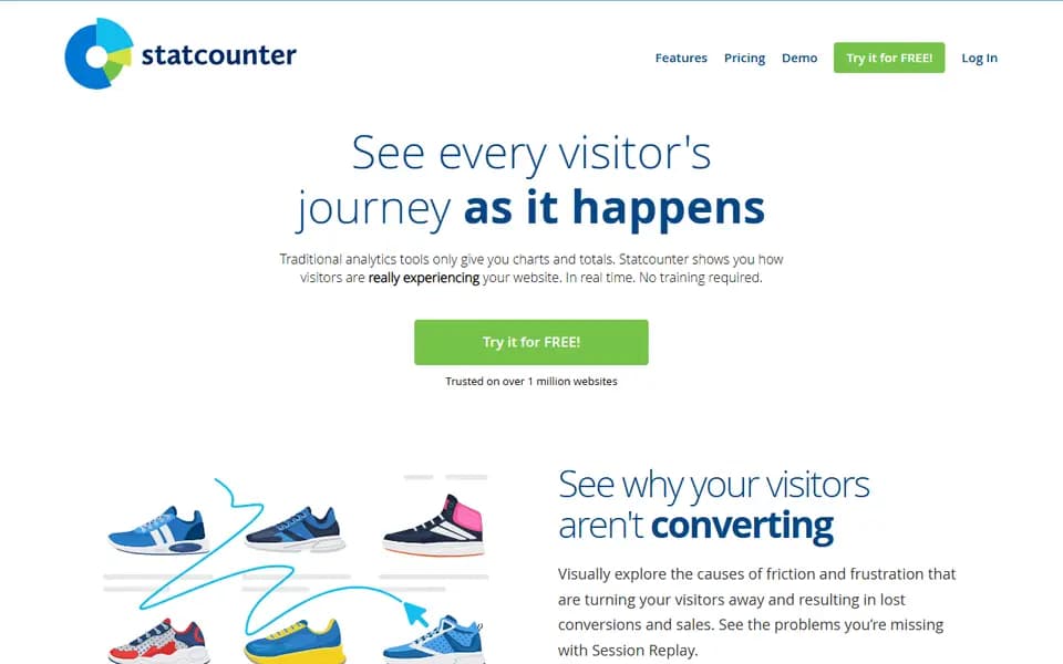 Page d'accueil de StatCounter