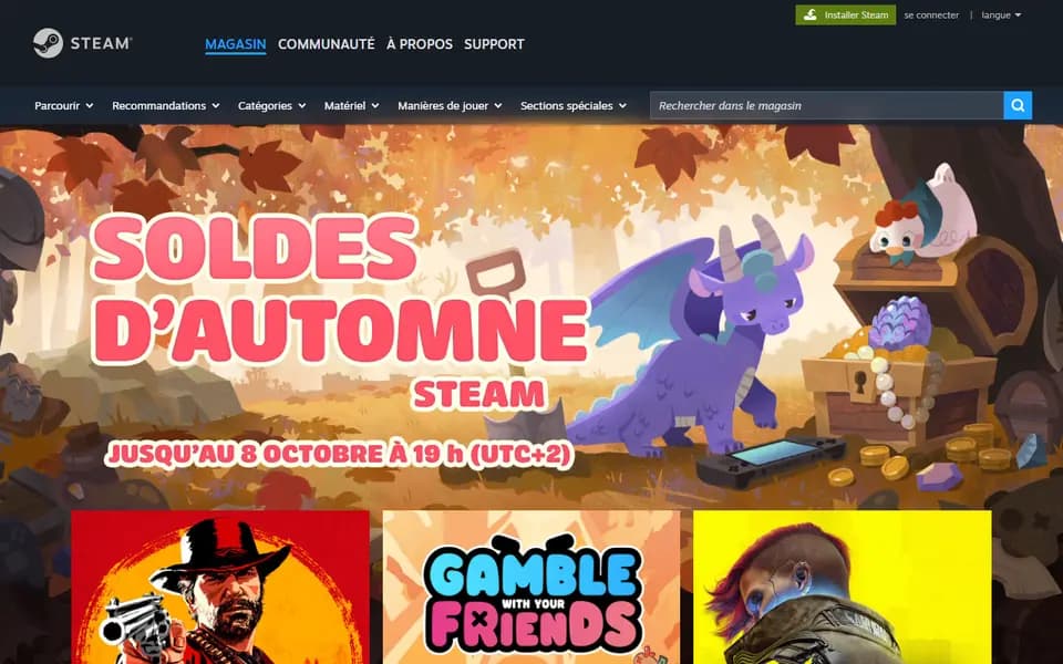 Steam homepage