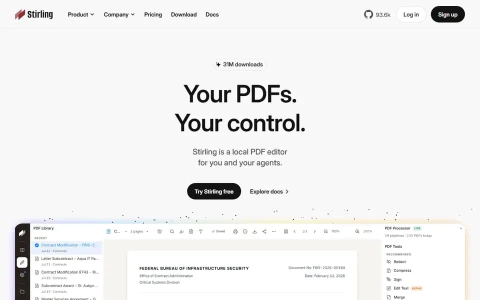 Stirling PDF homepage