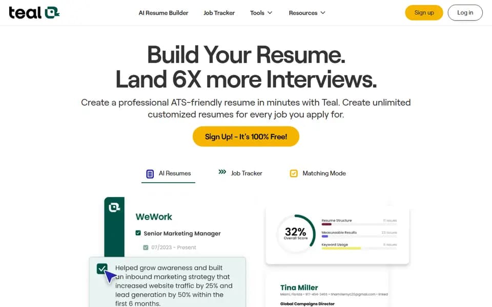Teal homepage