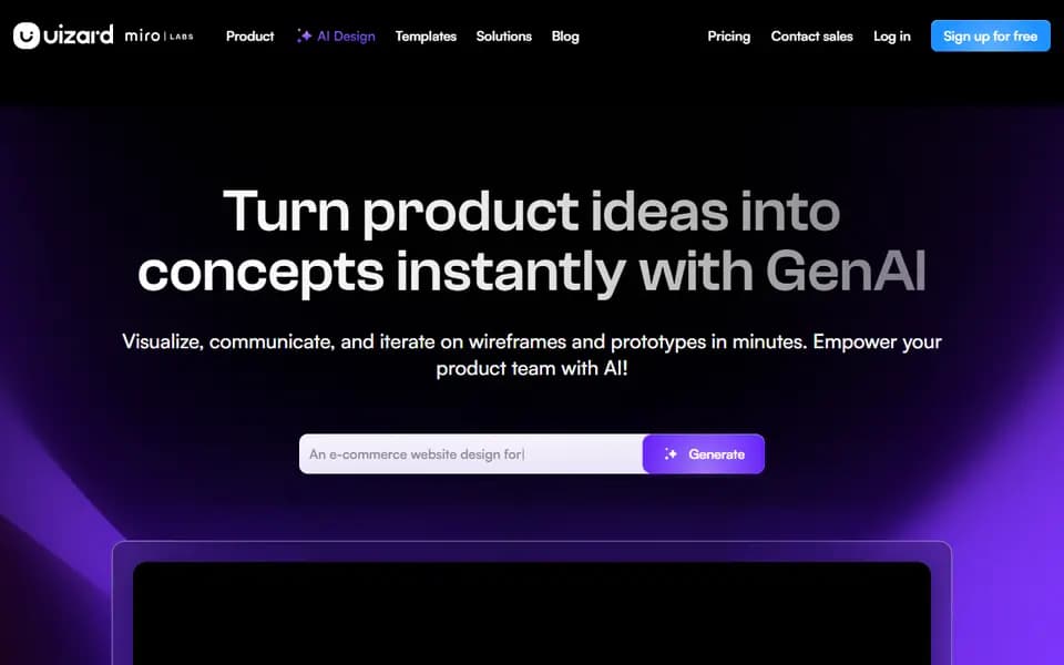 Uizard homepage