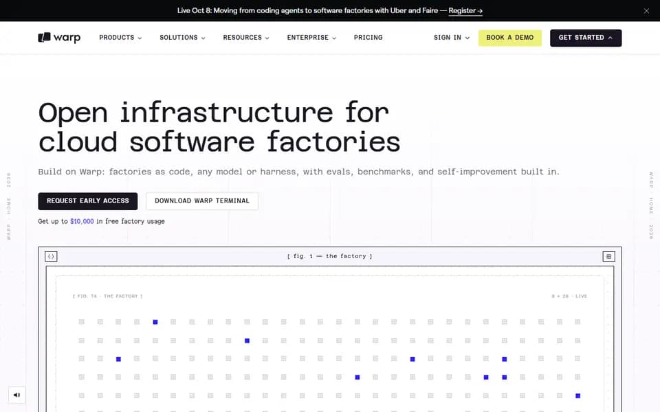 Warp homepage