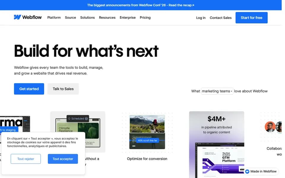 Webflow homepage