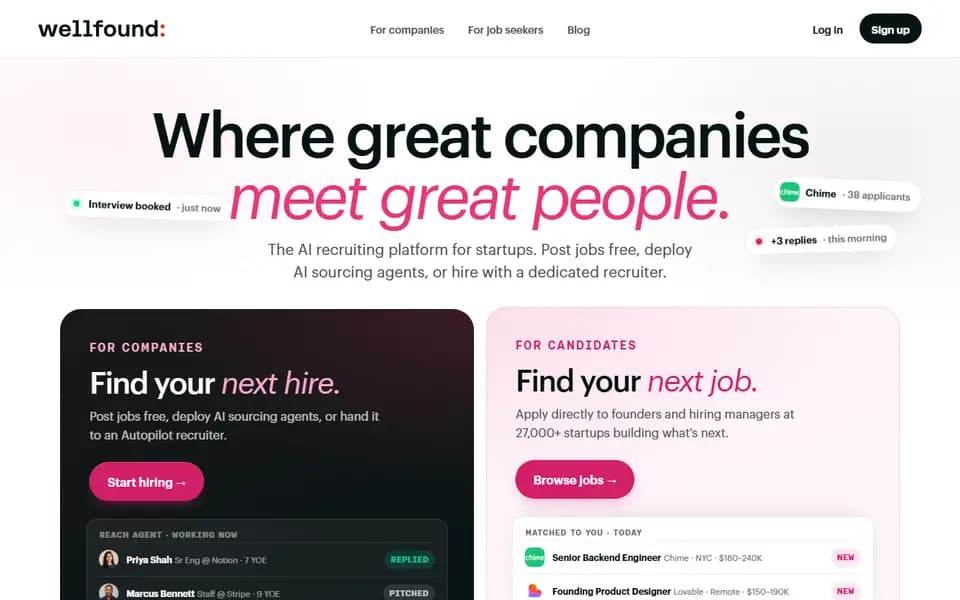 Wellfound homepage