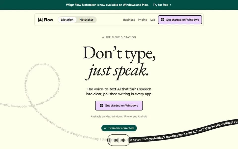 Wispr Flow homepage