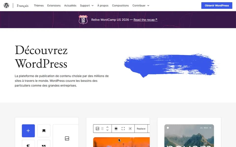 WordPress homepage