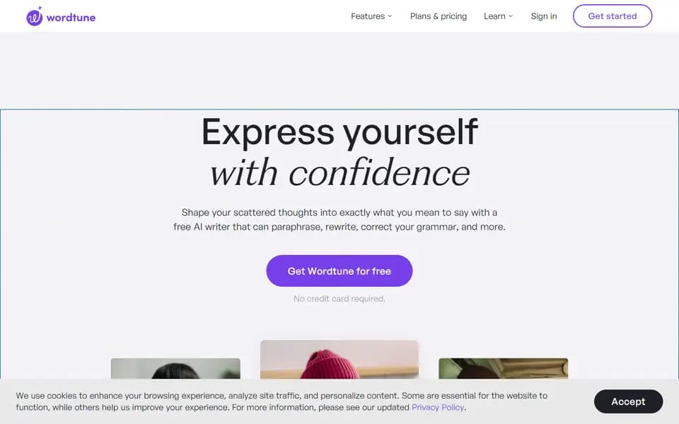 Wordtune homepage