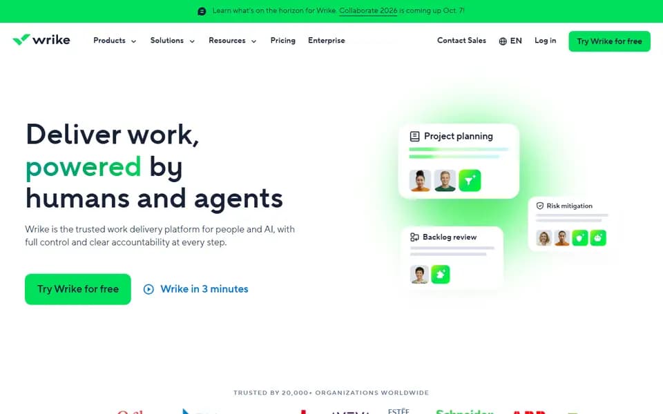 Wrike homepage