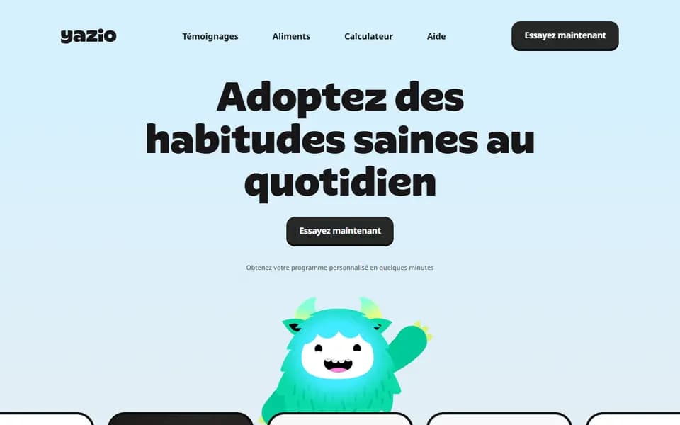 Yazio homepage