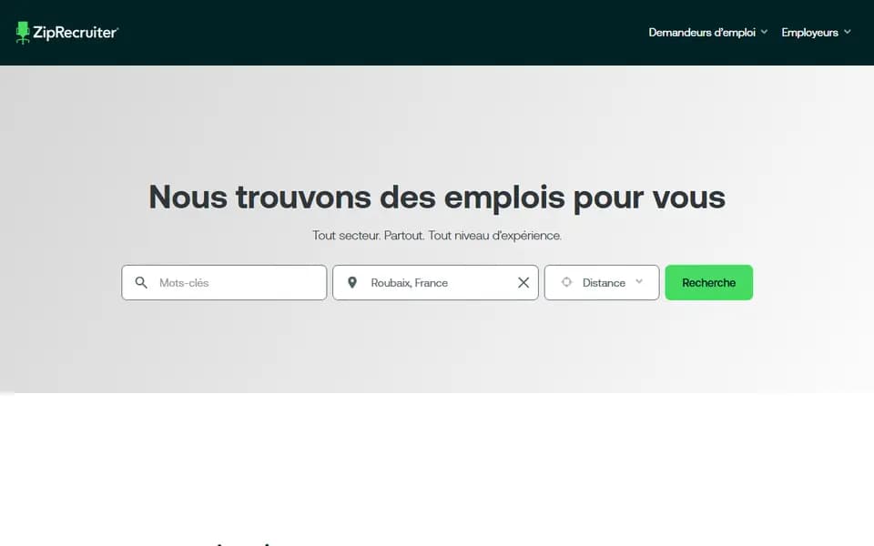 ZipRecruiter homepage
