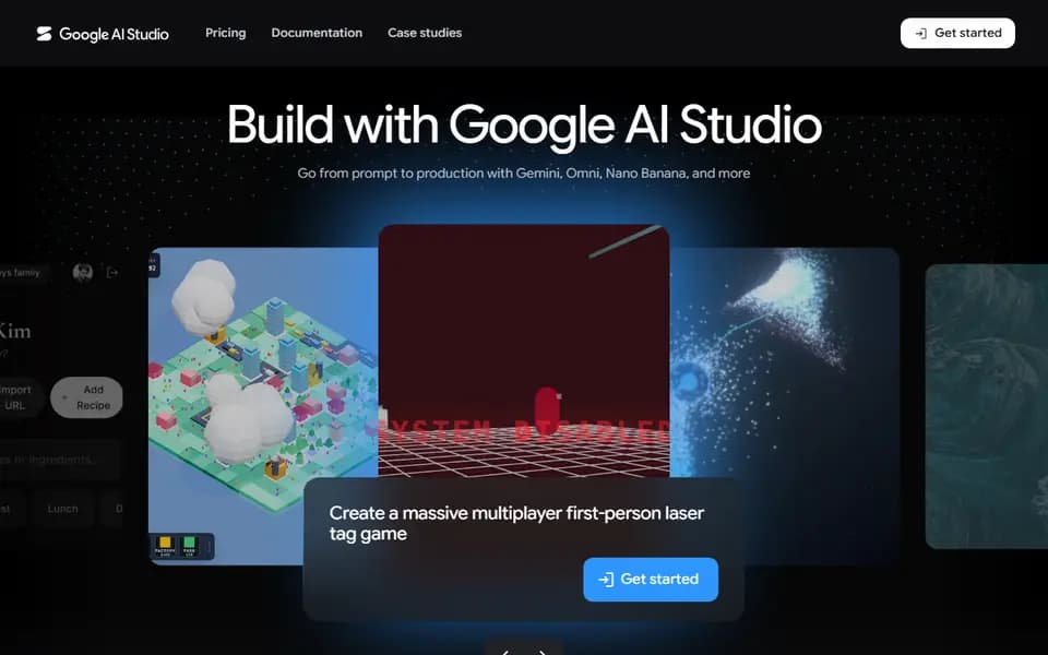 Google AI Studio homepage