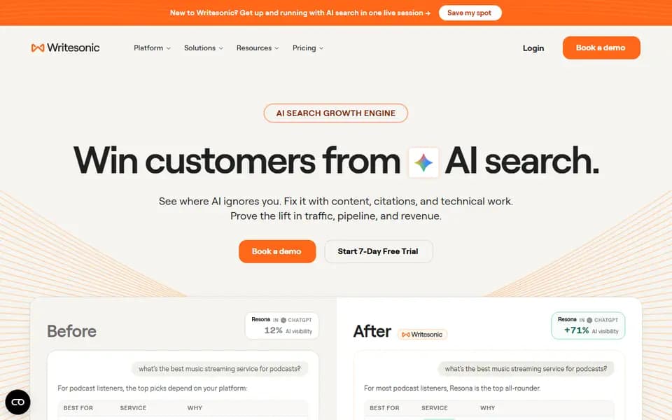 Writesonic homepage